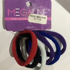 Set de 6 LIGAS de LICRA para cabello MEGALINE, clasicos, 5.5cm